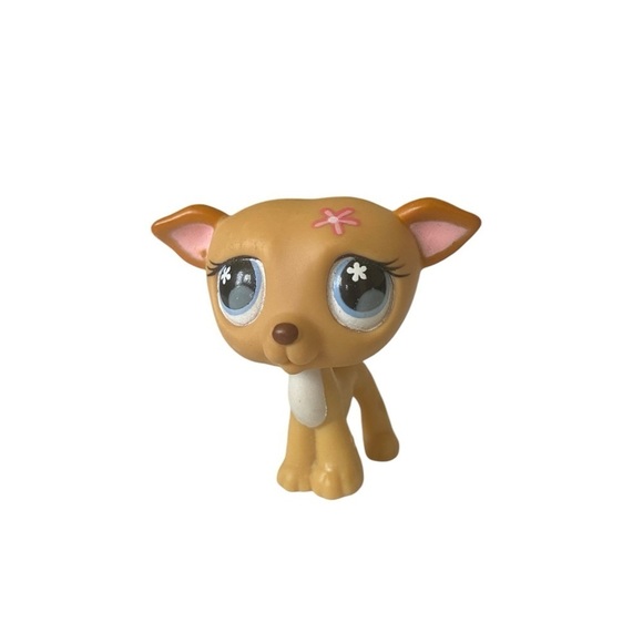 Littlest Pet Shop LPS #498 Tan Greyhound Dog Flower Eyes - Picture 1 of 9